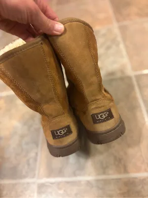 Ugg Australia Tan Womens Genuine Leather Short Boots Shearling Fur Us 8 thumbnail 3