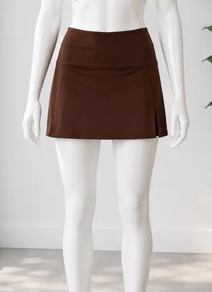 Forever 21 Womens Mini Skirt Dark Brown Satin Side Slit M thumbnail 1