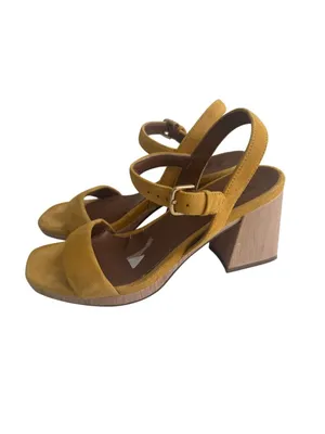NATURALIZER Yellow Suede Sandals Heels Size 7.5W thumbnail 2