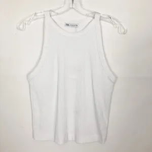 NWT ZARA White Ribbed Crop Top Size Small thumbnail 2