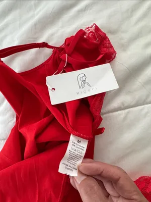 Silky Red Lace-Trim Chemise with Adjustable Straps thumbnail 3