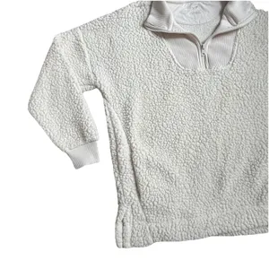 Aerie Dream Sherpa Cream Quarter‎ Zip Pullover Sweatshirt Sweater Jacket Size XS thumbnail 3