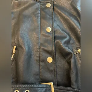Nwt Zara Black Faux Leather Belted Jacket / Shirt S thumbnail 15