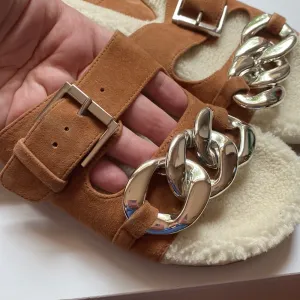 Marc Fisher Shoes Marc Fisher Fresno Natural Tan Shearling Sherpa‎ Slide Sandals thumbnail 9