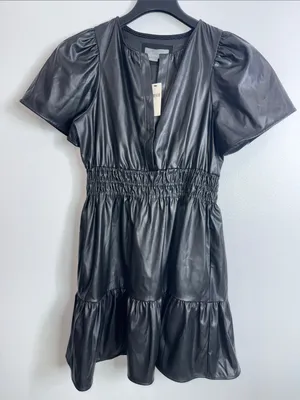 Anthropologie the somerset vegan leather mini dress size small thumbnail 3