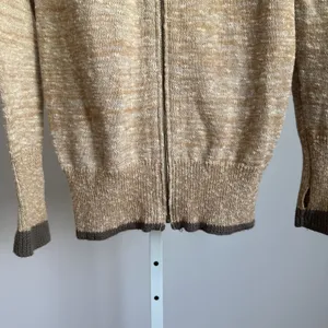 Free People Zip Up Cardigan Sweater Minimalist Brown‎ Cotton Blend size M thumbnail 3