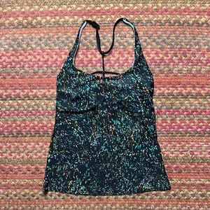 Prana Black Speckle Sexy Strappy Halter Yoga Top thumbnail 1