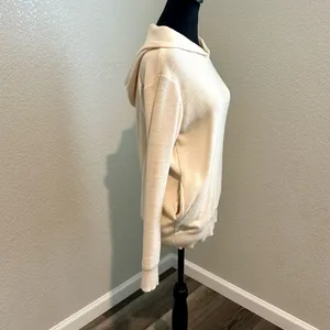 &merci Cream Hooded Sweater opens in back with side pockets thumbnail 3