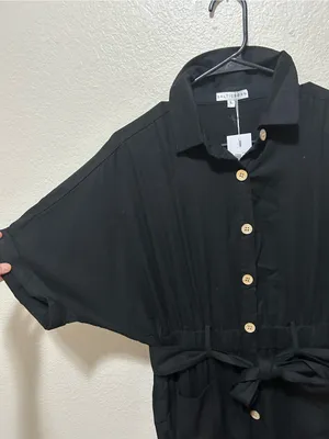 NWT Baltic Born Dallas Utility Jumpsuit Black Cotton Button Front Size Large thumbnail 10