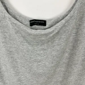 NEW Naked Wardrobe Tank Bodysuit Stretch Jersey Viscose Gray Scoopneck Large thumbnail 3