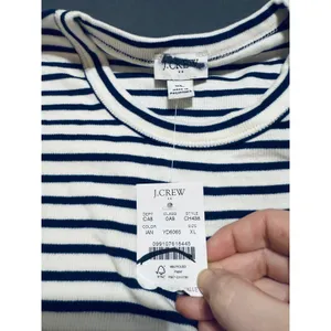 NWT J.Crew Striped Ribbed Crewneck Tee Navy Blue White Size XL Causal‎ Basics thumbnail 6