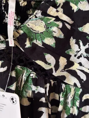 Free People Black and Green Floral Lace-Up Back Mini Dress thumbnail 5