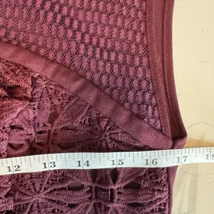 ASOS Burgundy Lace Jumpsuit Women US 6 Crochet Mesh Bodice Tapered Leg Formal thumbnail 10