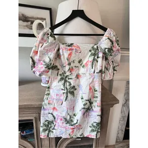 The Shore Brand Santa Clara Puffed‎ Sleeve Tropical Mini Dress Size Small thumbnail 3