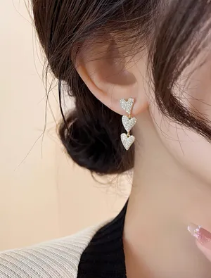 925 Silver Plated Heart Earrings thumbnail 1