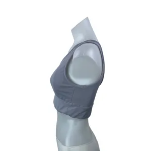 Varley Gray Purple Sleeveless Zip Up Yoga Athletic Crop Top Sports Bra Size M thumbnail 2