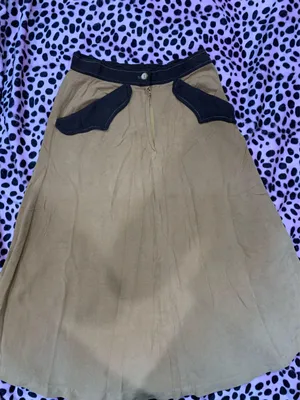 Vintage Tan & Brown Maxi Skirt thumbnail 2