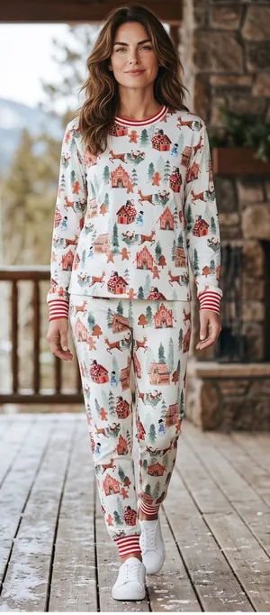 Pottery Barn Kids Holiday Gingerbread Organic Cotton Pajama Set Adult S and L thumbnail 1