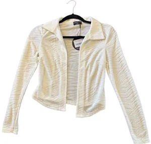 NEW White Fox Long Sleeve Cozy Terry Loungewear top White Small NWT thumbnail 5