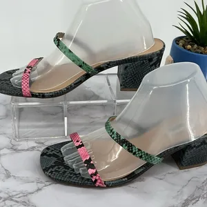 Steve‎ Madden Block Heel Strappy Sandals 9.5 Multicolor Snakeskin Open Toe Boho thumbnail 3