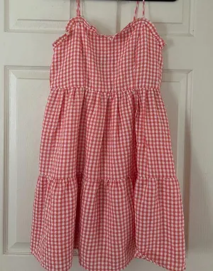 NWT Wild Fable Gingham Spaghetti Strap Mini Tiered Ruffle Dress Size Small thumbnail 3