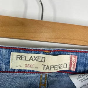 Levis 550 Relaxed Tapered Light Wash Distressed Jeans Womens 4‎ Short 4S Blue thumbnail 7