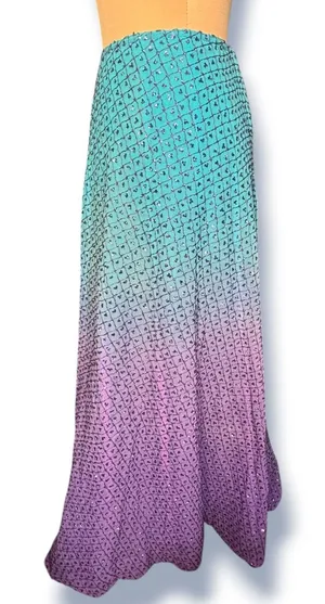 Handmade Sequin Ombre Maxi Skirt Purple Teal Beaded Mesh Sheer Evening Formal thumbnail 1