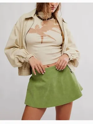 NWOT FREE PEOPLE X We The Free Paradise Found Suede Skort Going Green pocket XS thumbnail 1