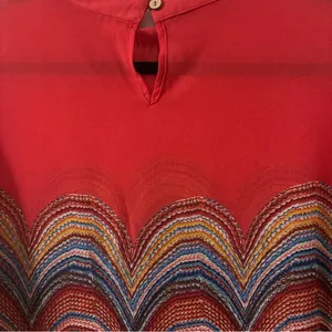 SheIn Red Chevron Wave Pattern Long-Sleeve Women's Top thumbnail 3