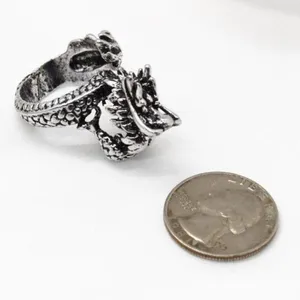 Dragon Punk Ring – Vintage-Inspired Mystical Design, Detailed Silver Dragon thumbnail 2