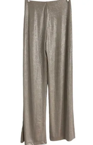 ZARA Silver Shimmer Stretchy Pull On Wide Leg Pants Size Small New with Tags thumbnail 2