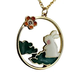 Bunny in the Clouds Gold-Tone Enamel Necklace thumbnail 4