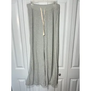 Aerie Essential Waffle Trouser Wide Leg Pants Women L Long Tall Gray Knit Lounge thumbnail 2