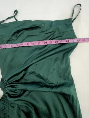 Satin Cowl-Neck Ruched Midi Dress in Emerald thumbnail 5