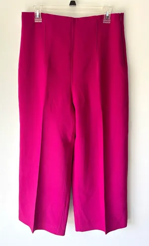 Zara High-Waisted Wide-Leg Culotte Trousers Fuchsia Pink Business Professional thumbnail 1