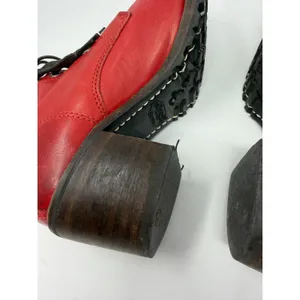 Frye Sabrina 6G Lace Up Ankle Boot Red Leather Rare Made in USA Womens 7.5 thumbnail 8