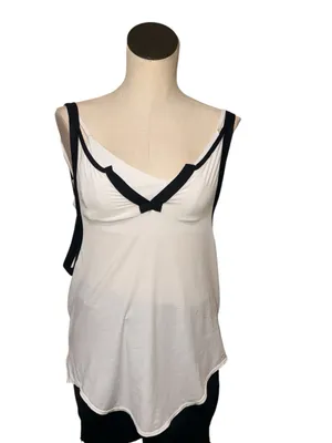NWOT Free People Batter Up Tank Built In Bra Sweat Wicking White Black Medium thumbnail 5