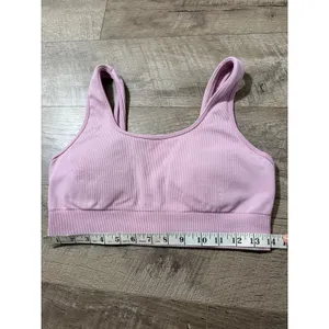 Ribbed‎ Seamless Padded Sports Bra Lilac Purple Large XL thumbnail 3