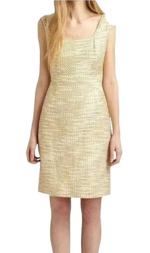Tory Burch Emma Golden Yellow Tweed Sheath Dress thumbnail 1