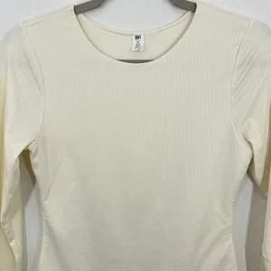 BP Cream Seamless‎ Compression Ribbed Long Sleeve Bodysuit Womens Medium Casual thumbnail 2