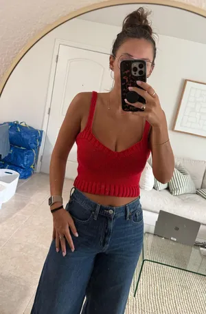 ZARA Red Knit Tank Top thumbnail 1