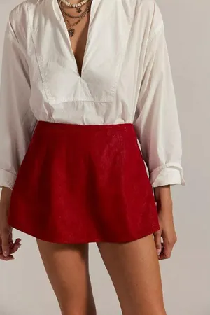 FREE PEOPLE NWT Paradise Found Suede Skort / Rhythmic Red thumbnail 1