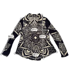 Free People Smitten Kitten Cardigan Women Small Black Mandala Boho Knit Sweater thumbnail 4
