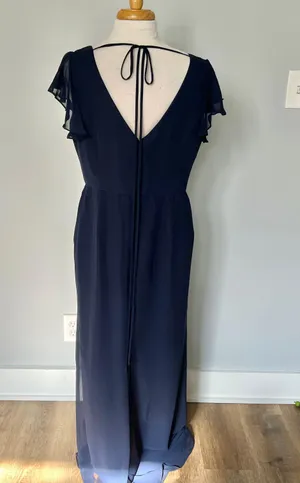 Dessy After 6 Midnight Navy Blue Chiffon Bridesmaid Formal Prom Dress thumbnail 4