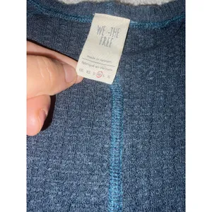 Free People Top Womens Medium Blue Catalina Thermal Waffle Knit Long Sleeve thumbnail 3