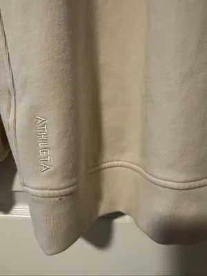 Athleta Eastbound Half-Zip Fleece Sweatshirt Cream Petite Small thumbnail 4