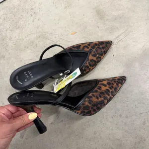 A New Day Leopard Mesh Pointed Toe Mule Heels Memory Foam Black Brown 9.5‎ thumbnail 5