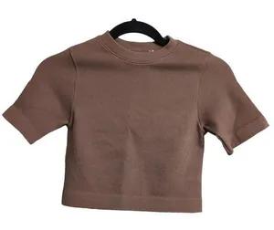 Everlane The Seamless Tee Acorn (Brown) Cropped Short Sleeves Crew Neck XS/S New thumbnail 1