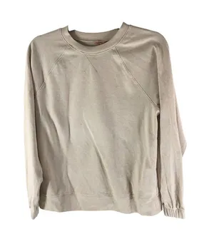 Eberjey Beige Crewneck Sweatshirt Women’s Small Cotton Blend Casual Long Sleeve thumbnail 1
