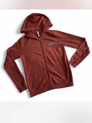 RVCA Surf Burnt Orange Zip Hoodie Lightweight XS thumbnail 2